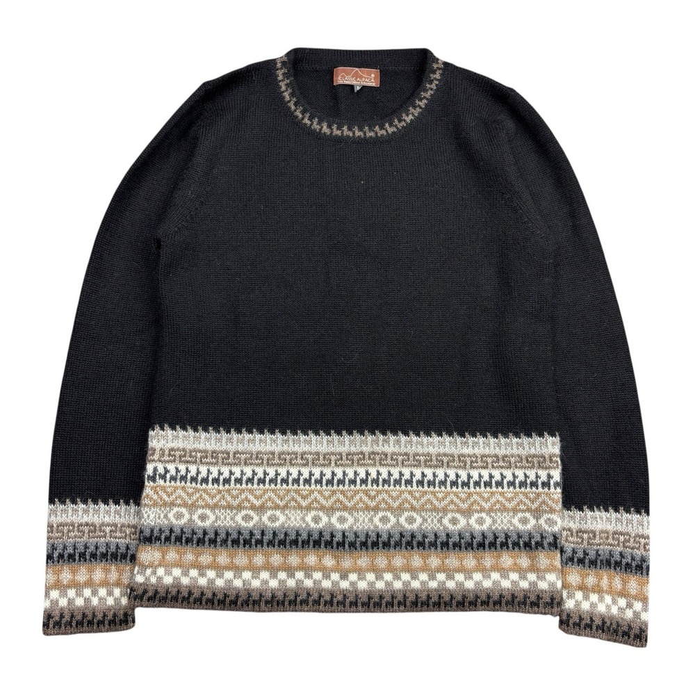 Classic Alpaca Peruvian Sweater Women's Medium Black Knit Peru Pullover